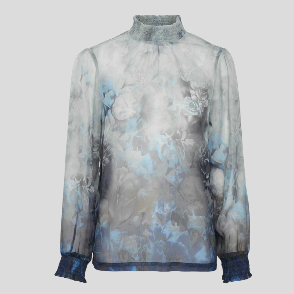 Cream Women’s Blouse M Royal Navy Blue Long Sleeves